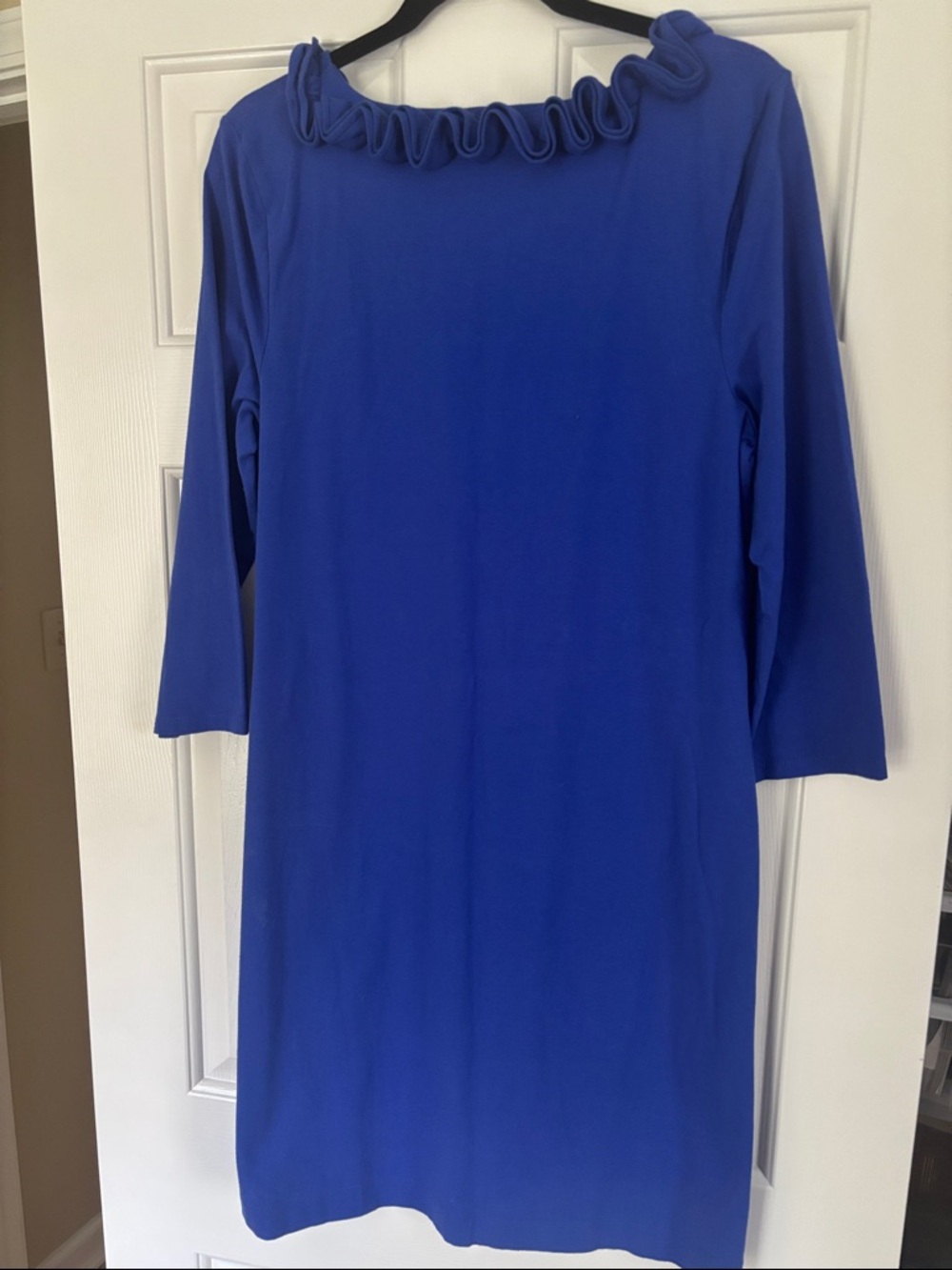 Talbots Cobalt Ruffle-Neck Shift Dress - Picture 3 of 3